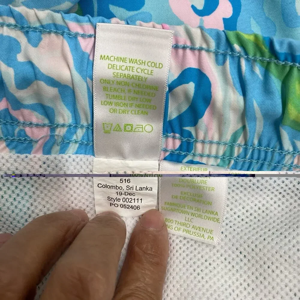 Lilly Pulitzer Swim Trunks Mens M Aqua La Vista Board Shorts Fish Print Lined